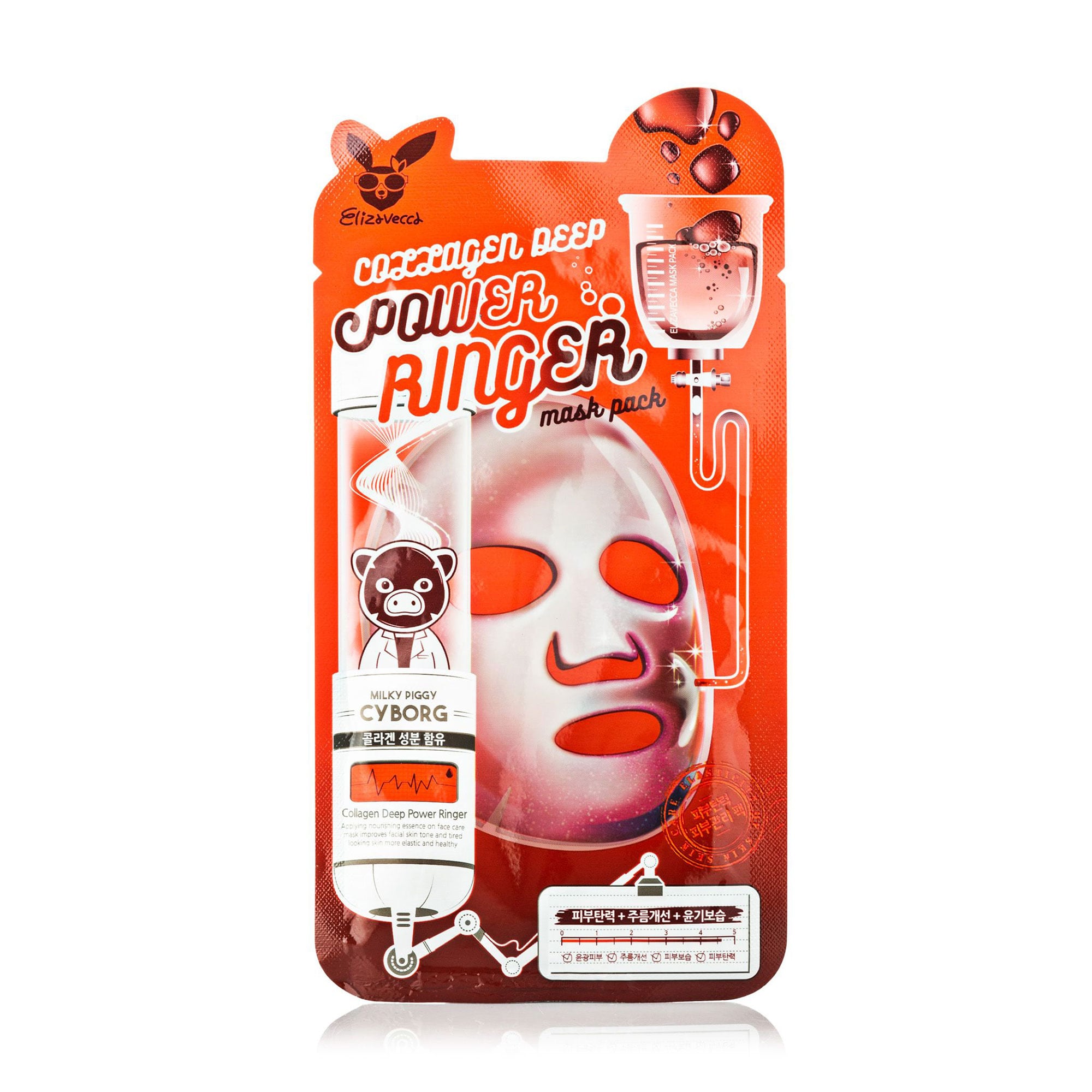 Зволожувальна тканинна маска для обличчя Elizavecca Milky Piggy Cyborg Collagen Deep Power Ringer Mask Pack з колагеном, 23 мл